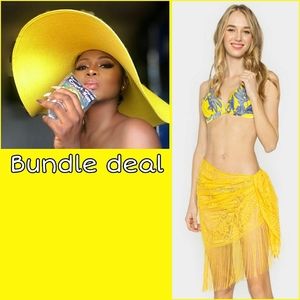Yellow Sarong & Large Floppy Sun Hat Bundle